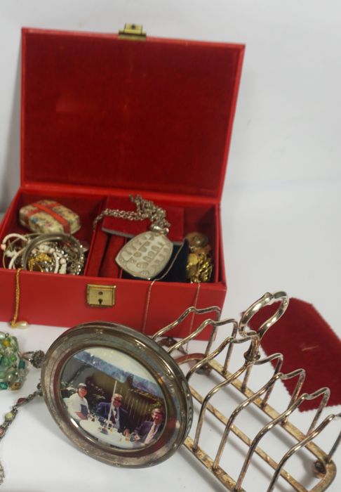 A group of assorted costume jewellery in a small case; together with vintage penny coins, and a - Image 6 of 13