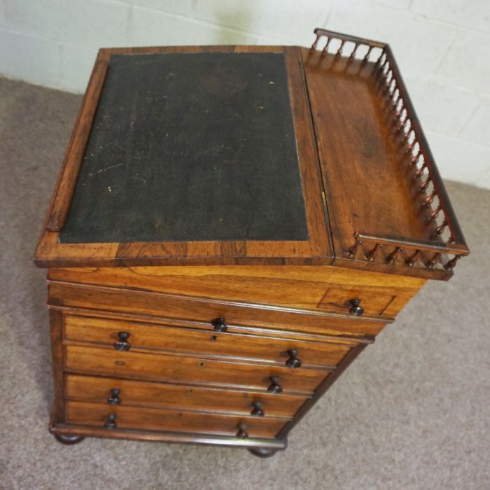 A fine George IV rosewood sliding top Davenport, attributed to Gillows of Lancaster, with a - Image 8 of 9