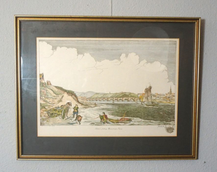 Salmon Fishing, Berwick upon Tweed, a coloured engraving; together with The Eyemouth Lifeboat, by - Image 2 of 8