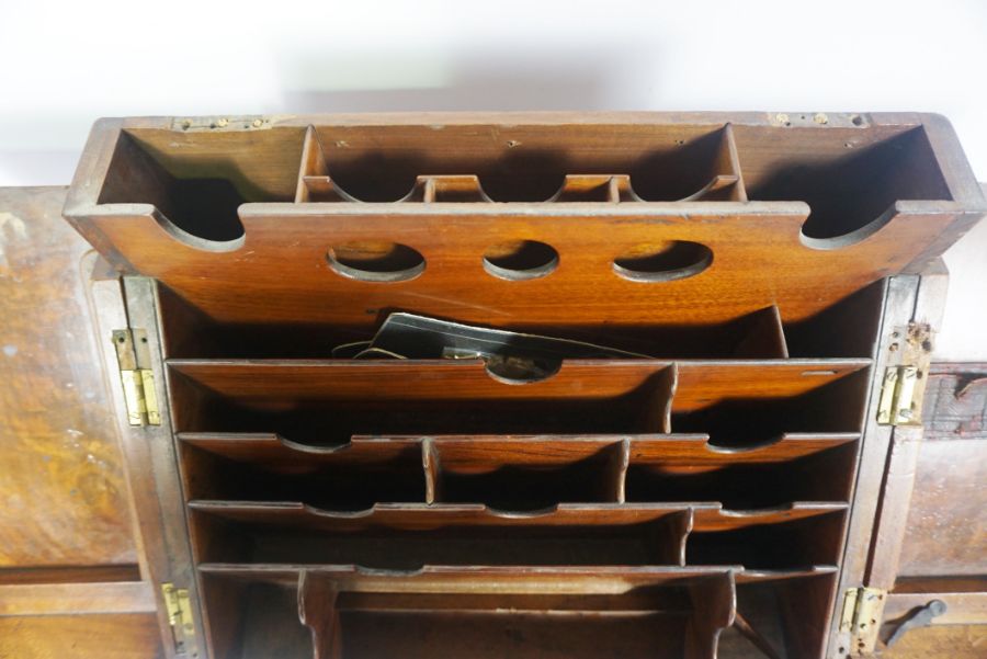 A Victorian walnut stationary box, with arrangement of drawers and compartments, 32cm high, 33cm - Image 3 of 7