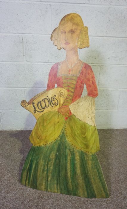 A pair of decorative ‘Companion’ figural Lady and Gentleman signs, painted in 17th century dress, - Image 4 of 7