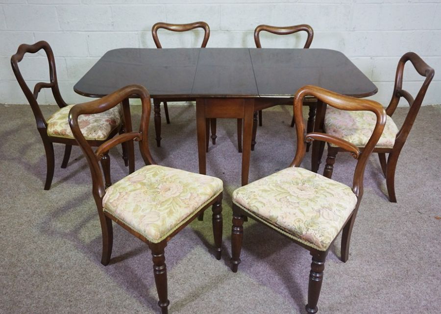 A set of six Victorian hoop backed dining chairs, together with a small drop leaf table (7)