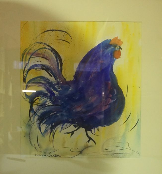 Clare Weeks, Contemporary, ‘Handsome’ a gouache of a cockerel, 43cm x 38cm, together with Two - Image 11 of 17