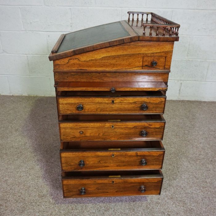 A fine George IV rosewood sliding top Davenport, attributed to Gillows of Lancaster, with a - Image 5 of 9