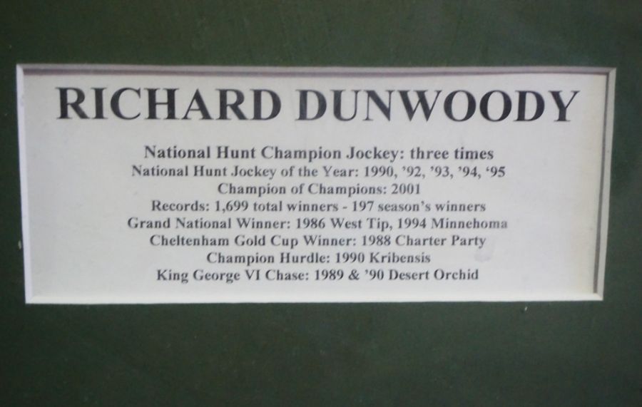 Grand National Interest: A framed racing silk, signed by Richard Dunwoody, the red and yellow ‘silk’ - Image 7 of 7