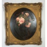 James Stuart Park, Scottish (1862-1933),  Still life of Pink Roses,  oil on canvas, painted in oval,