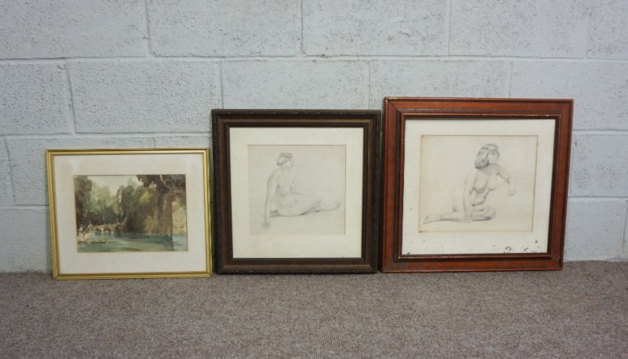 A group of loose prints, together with two nude life drawings, a Russell Flint print and similar ( - Image 2 of 6