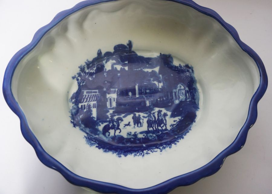 A large Victorian style wash basin and ewer with blue and white classical decoration, bowl 40cm - Image 3 of 8