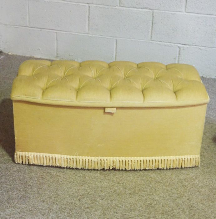 A modern two seat sofa, with beige upholstery, together with a small upholstered ottoman (2) - Image 3 of 3