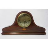 An Edwardian mahogany cased mantel clock, with domed top, 52cm wide; together with vintage style