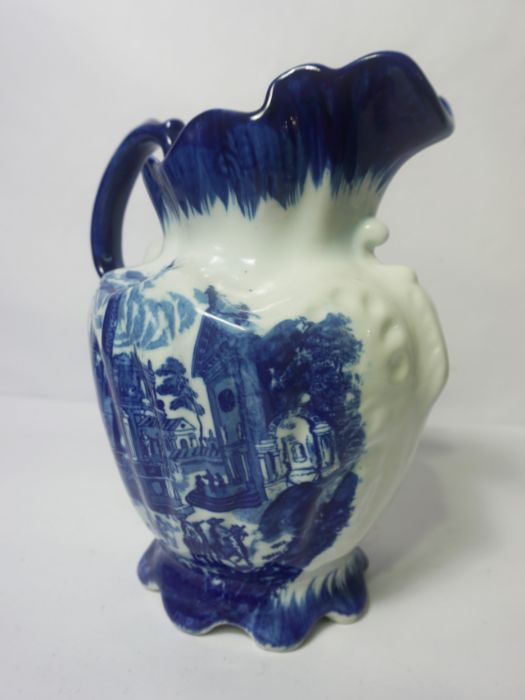 A large Victorian style wash basin and ewer with blue and white classical decoration, bowl 40cm - Image 7 of 8