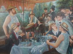 After Pierre-August Renoir, Modern reproduction painted copy,  Luncheon of the Boating Party,  oil