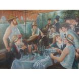 After Pierre-August Renoir, Modern reproduction painted copy,  Luncheon of the Boating Party,  oil