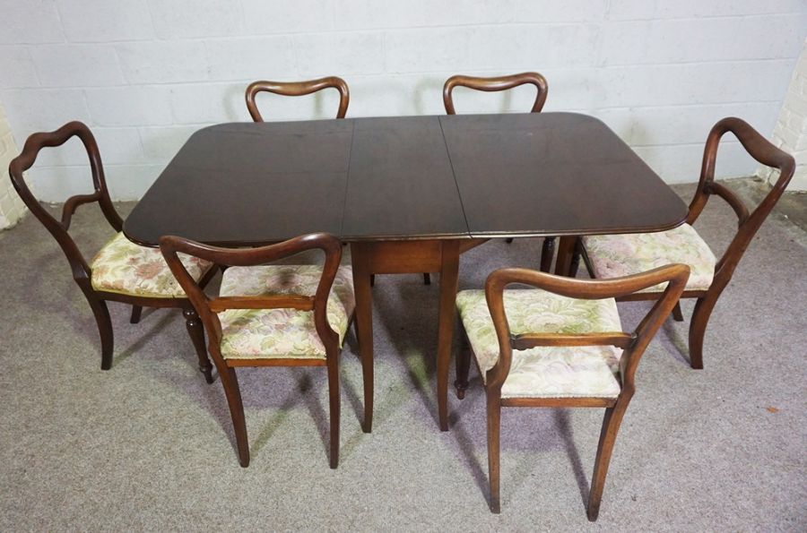 A set of six Victorian hoop backed dining chairs, together with a small drop leaf table (7) - Image 2 of 2