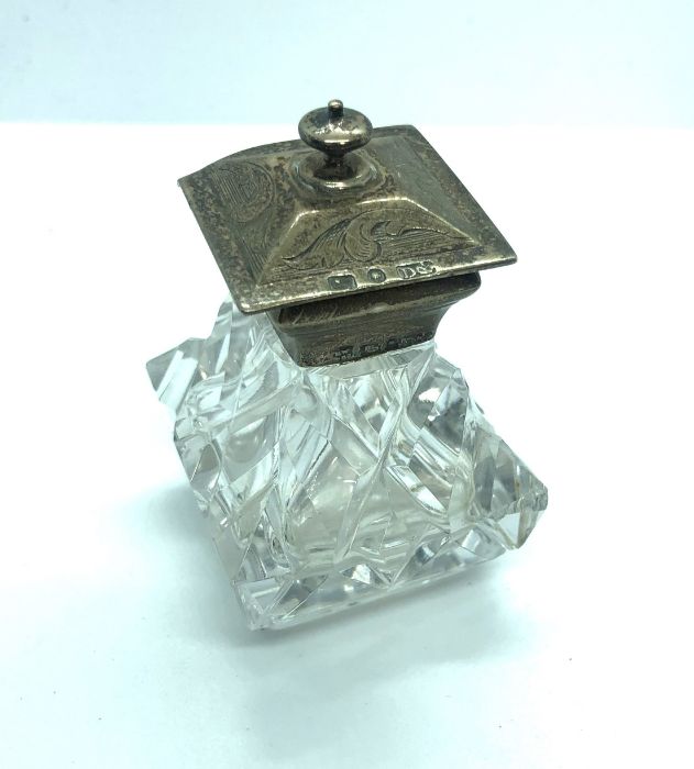 A Victorian silver inkstand, hallmarked Sheffield 1847, with date lozenge, the pierced and scroll - Image 9 of 11