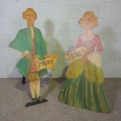 A pair of decorative ‘Companion’ figural Lady and Gentleman signs, painted in 17th century dress,