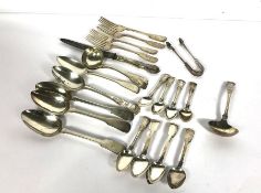 A matched group of Regency silver flatware, various dates and makers, Fiddle pattern, each