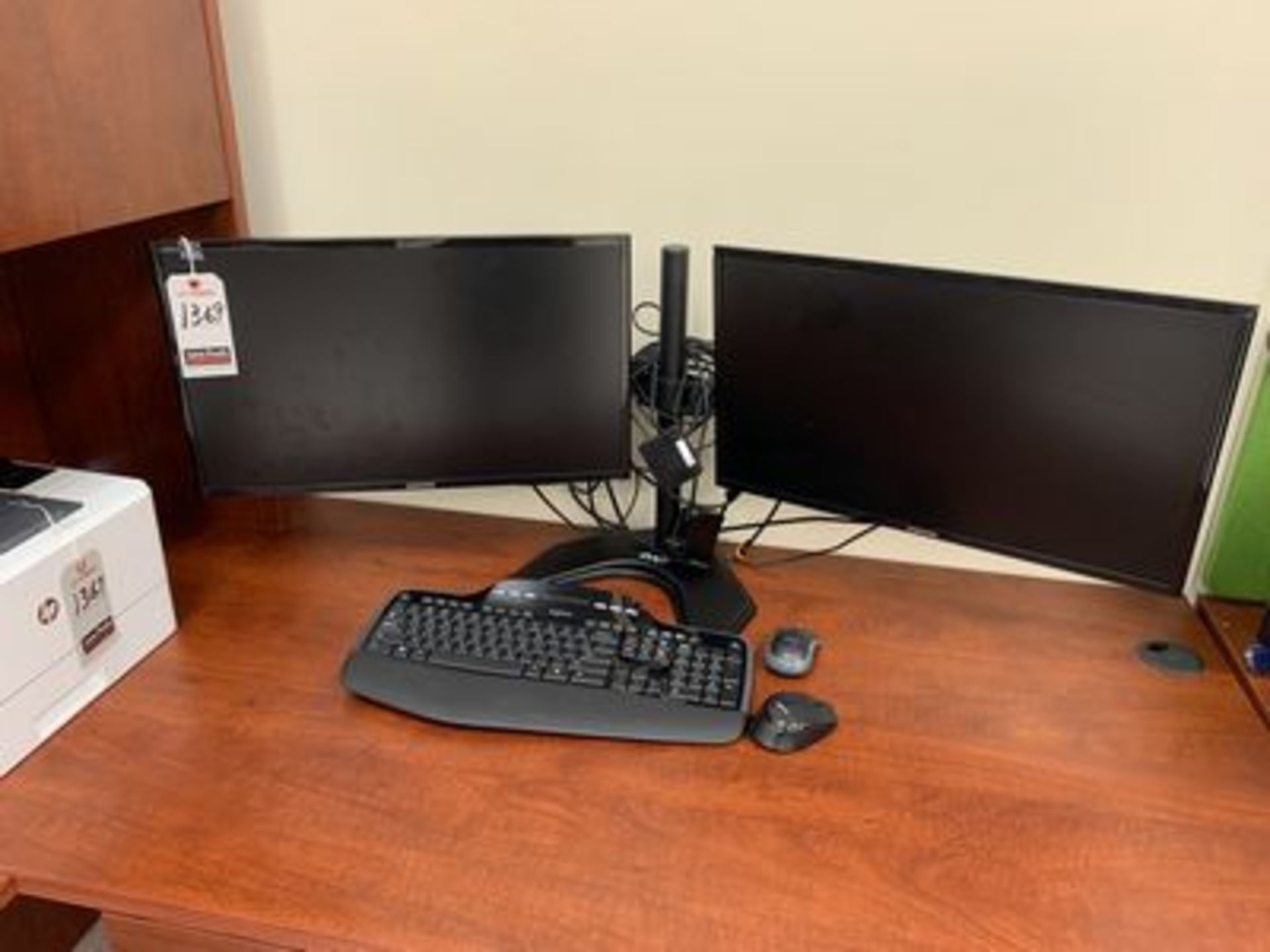 MONITOR STAND W/ (2) SAMSUNG 24" MONITORS