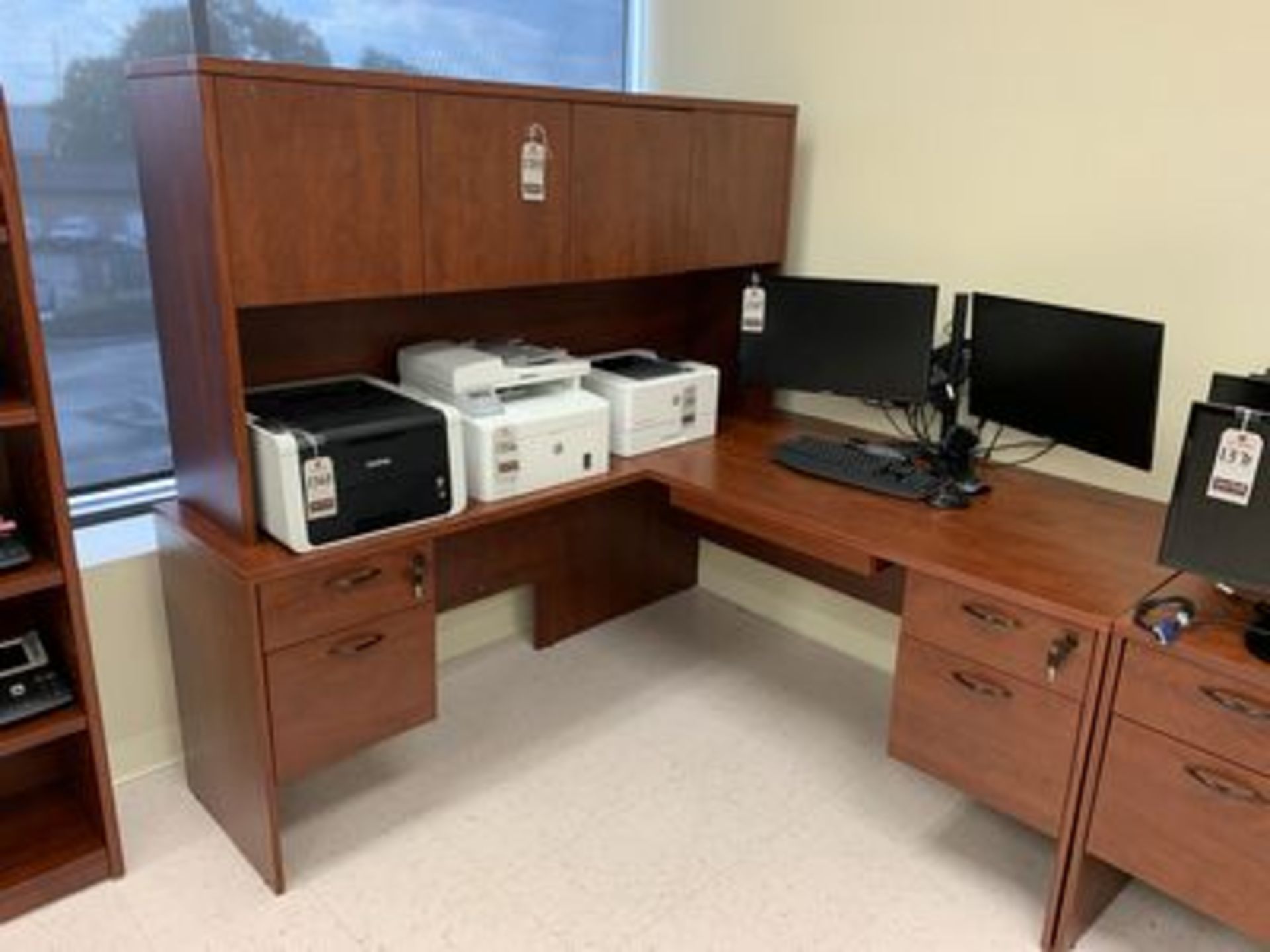 60" CHERRY EXEC. DESK W/ 42" RETURN & 60" STORAGE UNIT