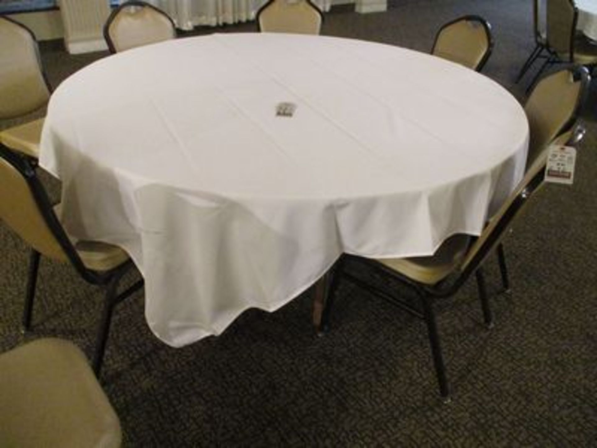 6' DIA. WOOD BANQUET TABLE W/ LINEN - Image 2 of 2