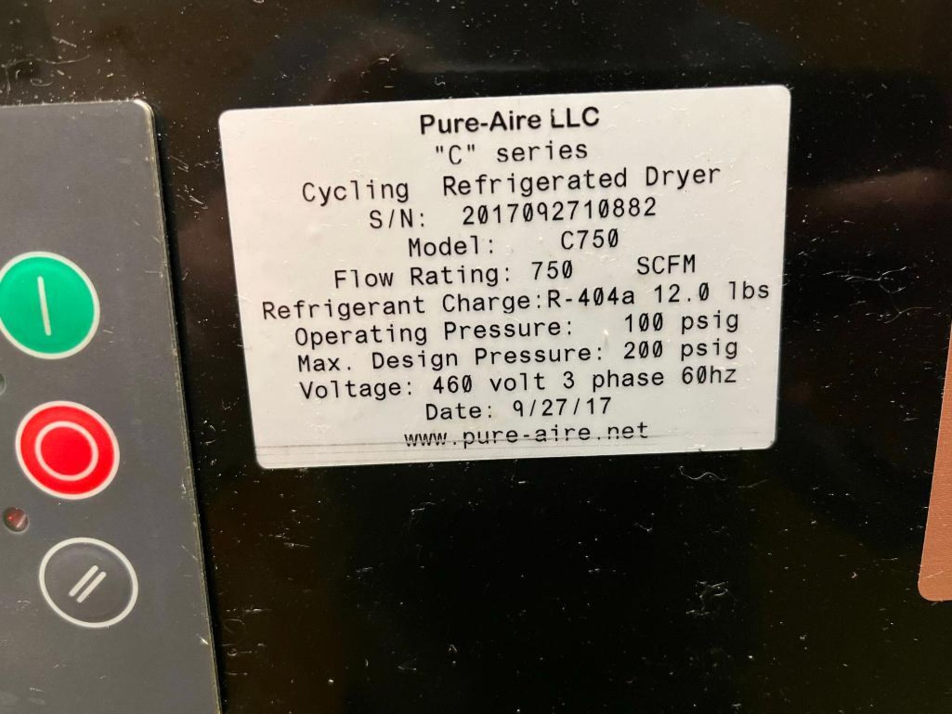 Pure-Aire C-Series 750 Refrigerated Air Dryer, 2017 - Image 2 of 2