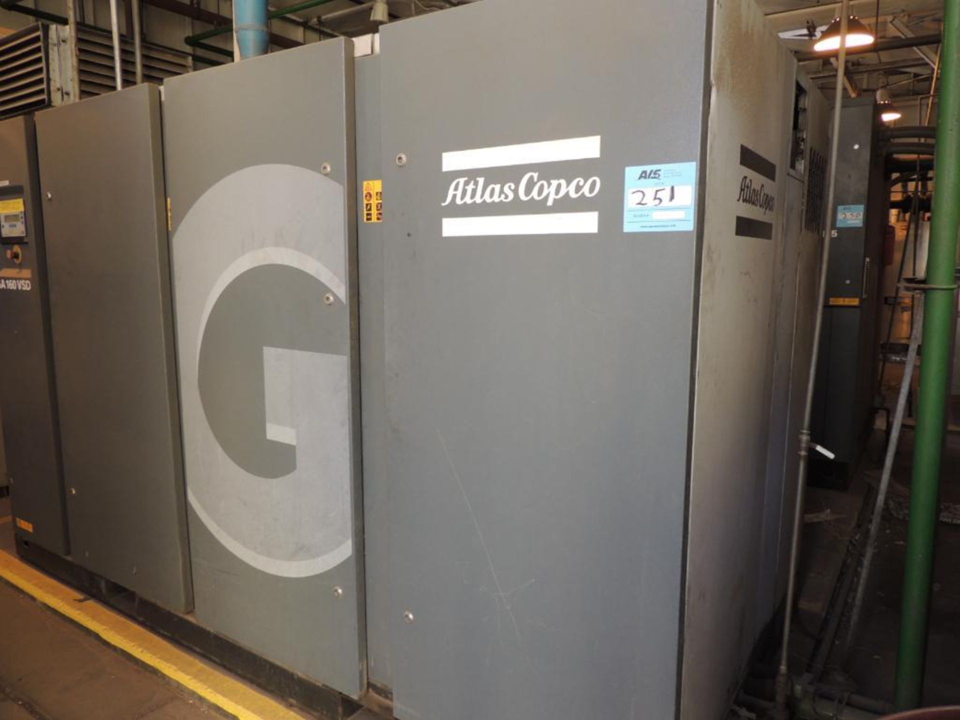 2008 ATLAS COPCO AIR COMPRESSOR MODEL GA160-VSD-W, S/N APF139243, MAX WORKING PRESSURE 132 PSIG, INP - Image 4 of 5