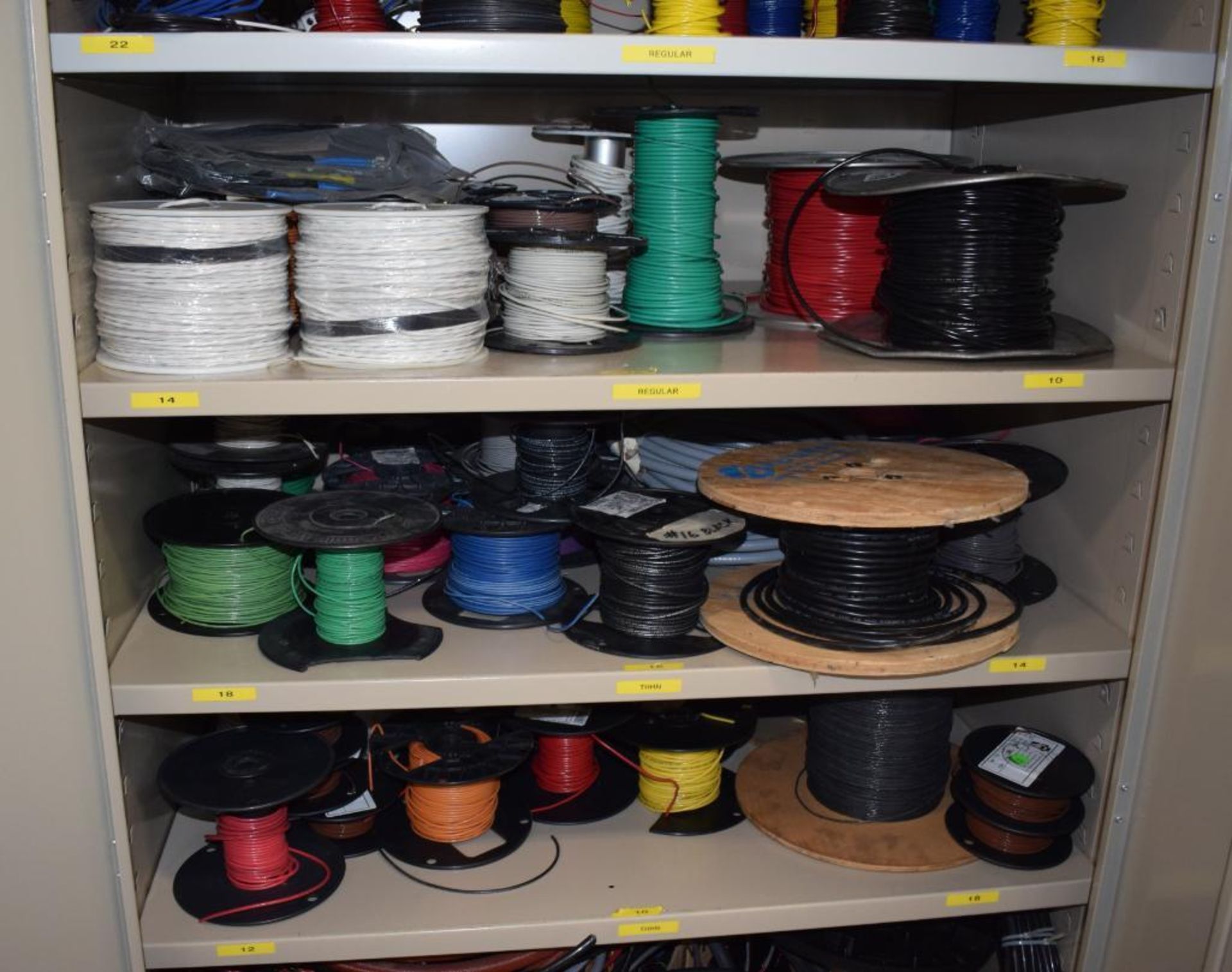 Lot Consisting Of: Miscellaneous Wire Spools, (1) 2 door metal cabinet, (2) wire spool carts. - Image 5 of 8