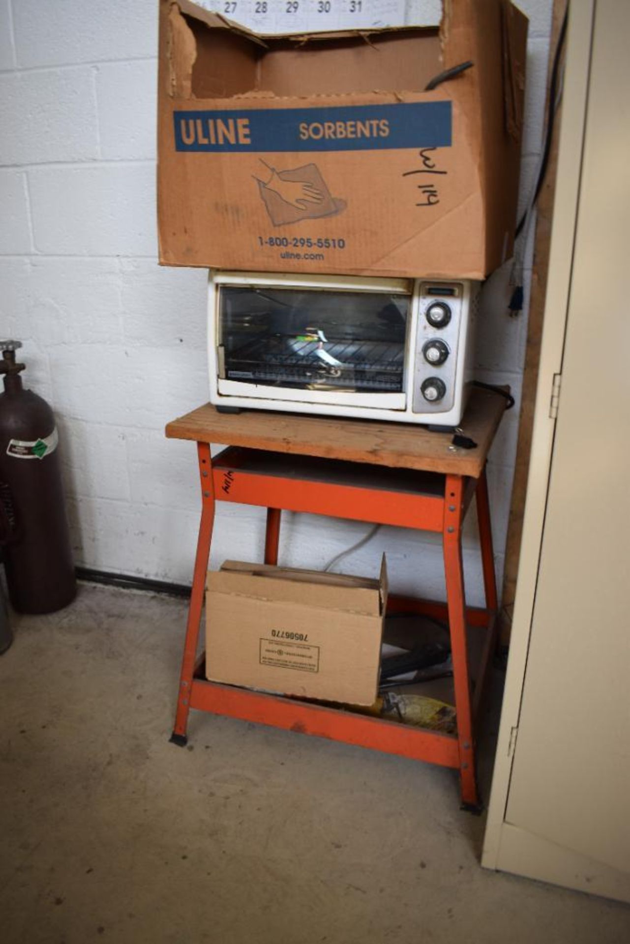 Lot Consisting Of: (1) 2 Door metal cabinet miscellaneous, fan, metal stand, toaster oven, torch, mi - Image 2 of 8