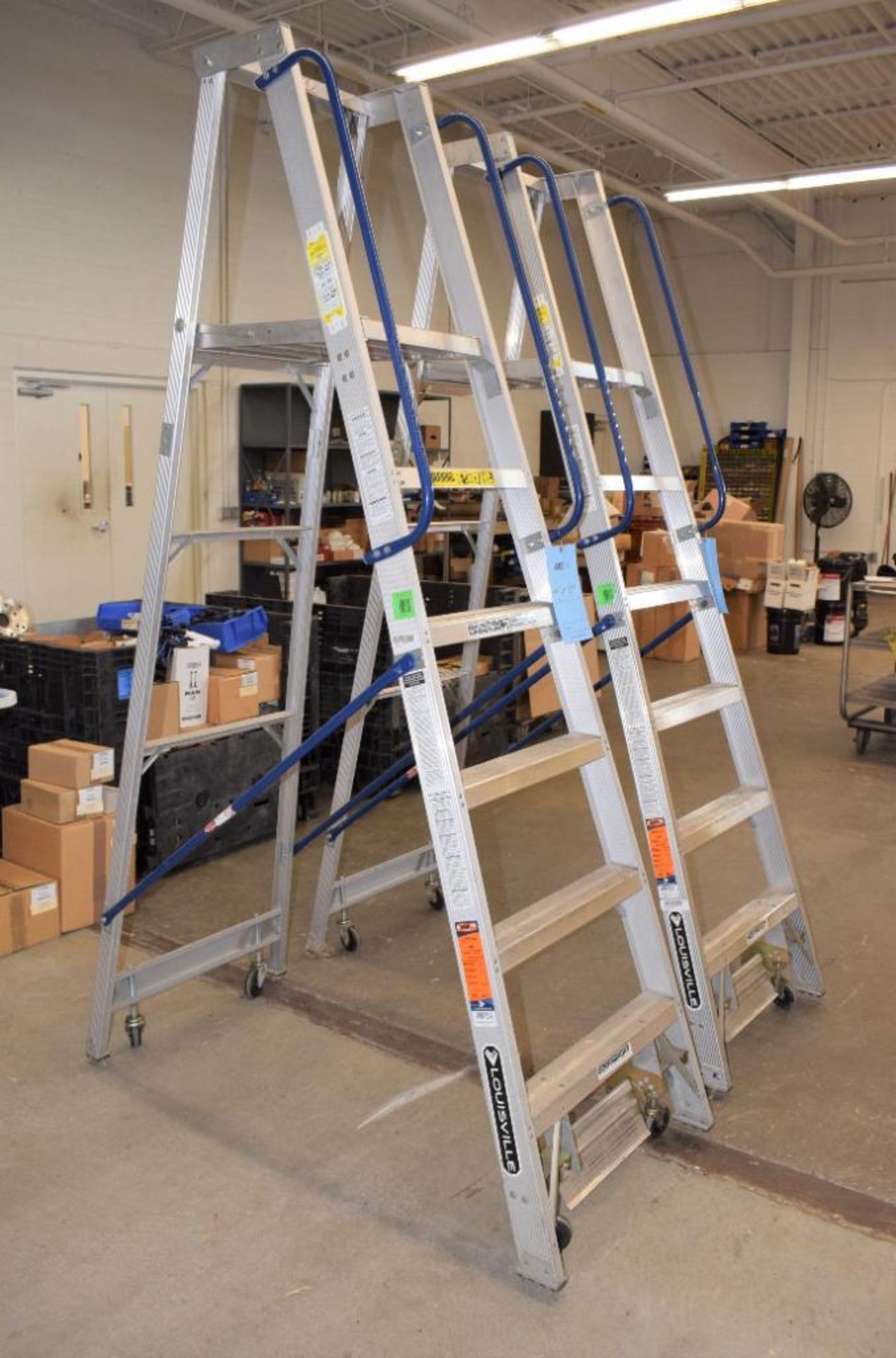 Lot Of (2) Louisville 6' Tall Aluminum Rolling Ladders, Model AP5006. - Image 3 of 6