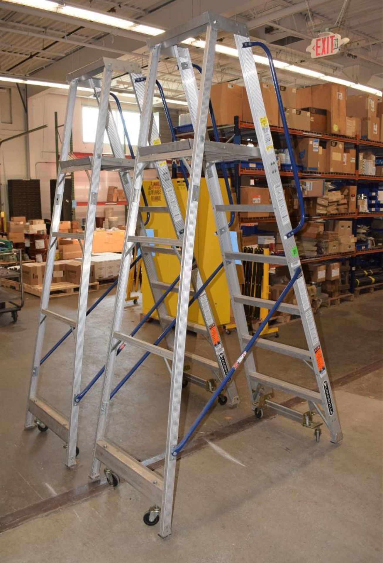 Lot Of (2) Louisville 6' Tall Aluminum Rolling Ladders, Model AP5006. - Image 4 of 6