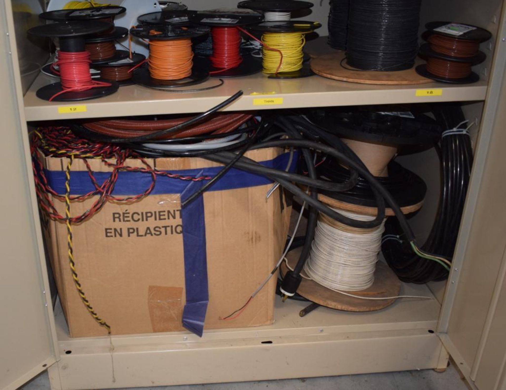 Lot Consisting Of: Miscellaneous Wire Spools, (1) 2 door metal cabinet, (2) wire spool carts. - Image 6 of 8