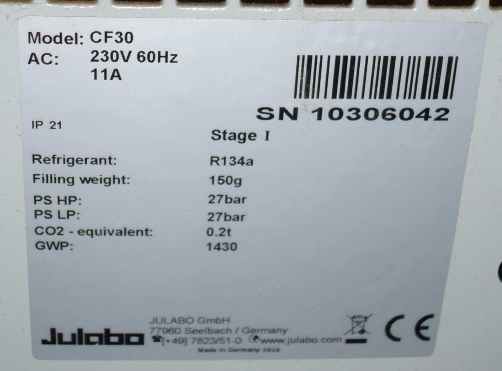 Julabo Cryo-Compact Circulator, Model CF30. Serial# 10306042. - Image 3 of 3