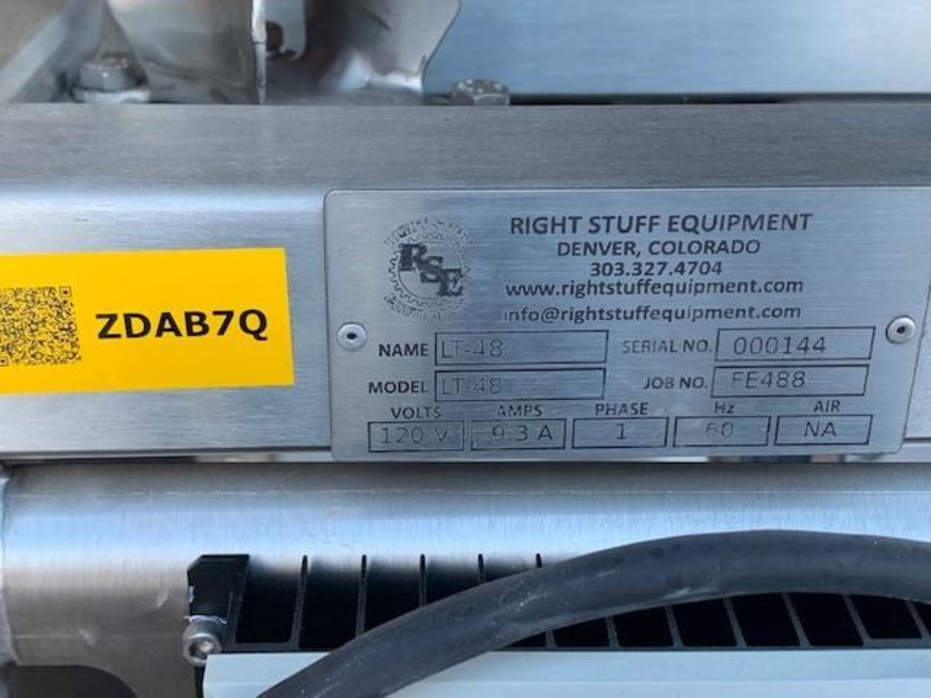 Right Stuff Equipment Accumulation Table Model LT-48, S/N 000144 - Image 2 of 4