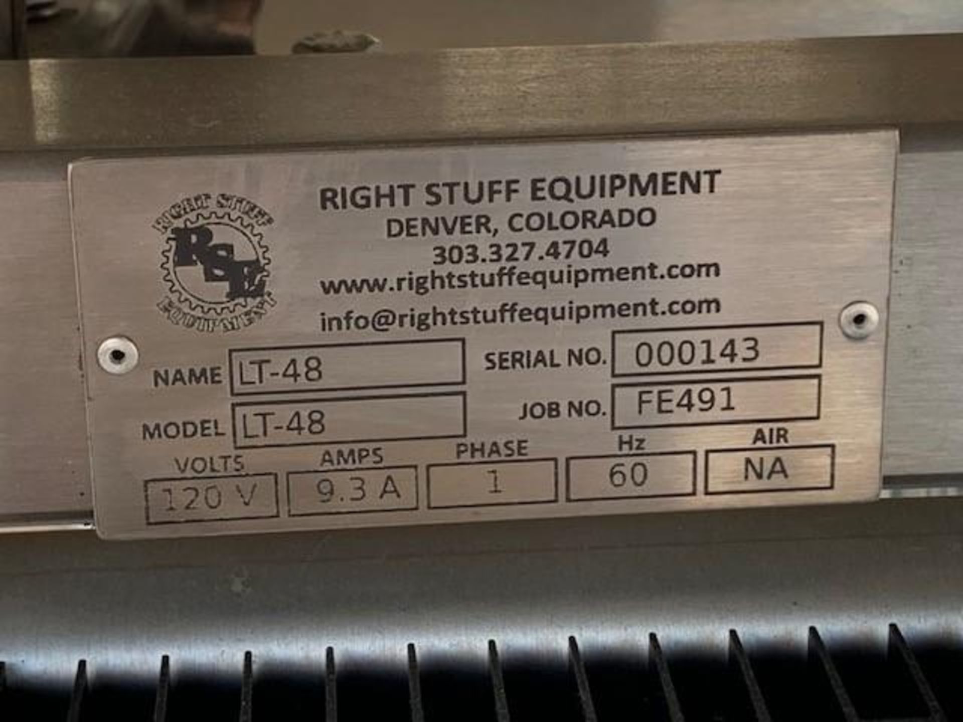 Right Stuff Equipment Accumulation Table Model LT-48, S/N 000143 - Image 3 of 4