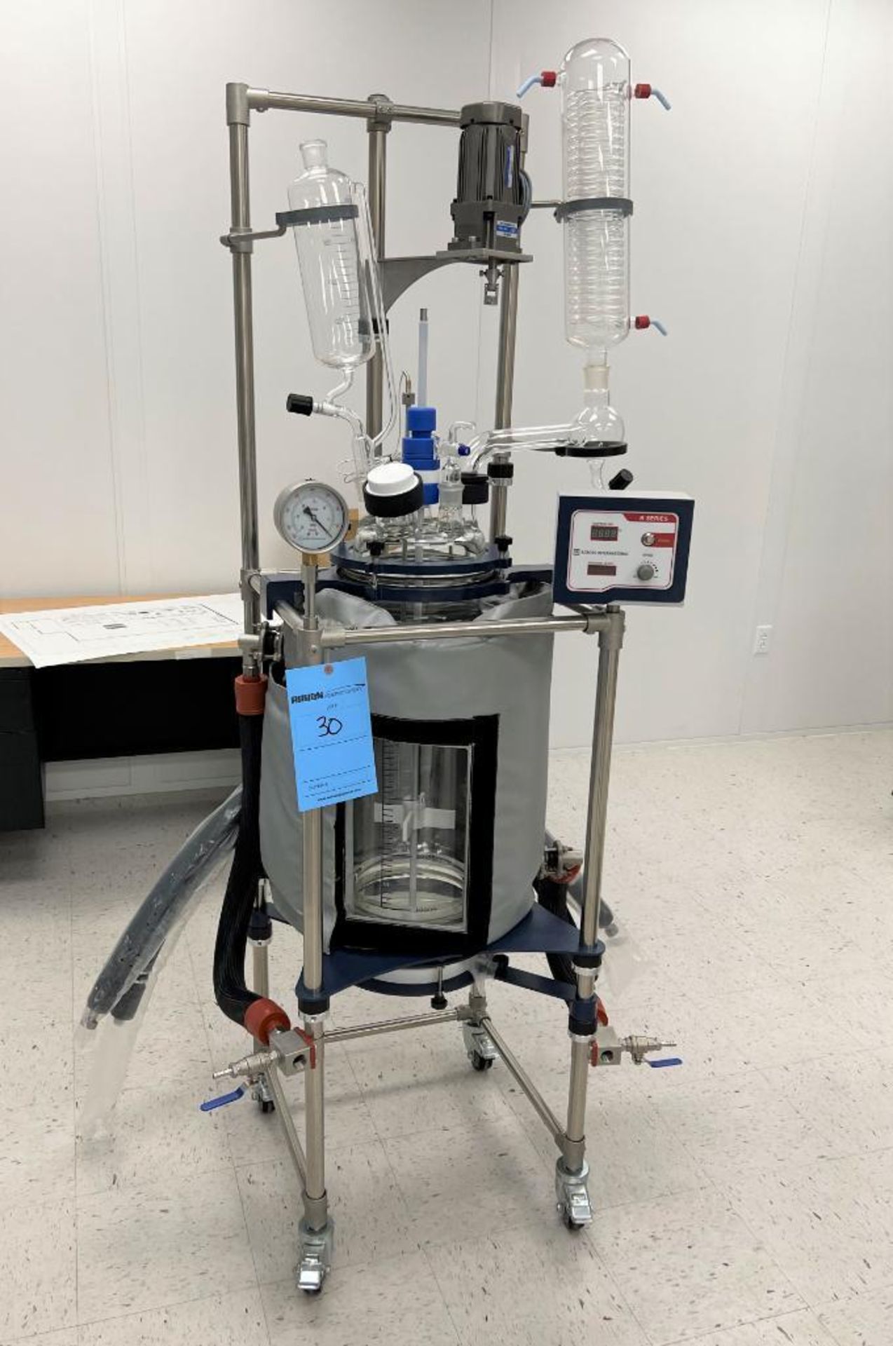 Across International 50L Jacketed Glass Reactor, Model R50F, Serial# 19050094, Built 2019. With agit