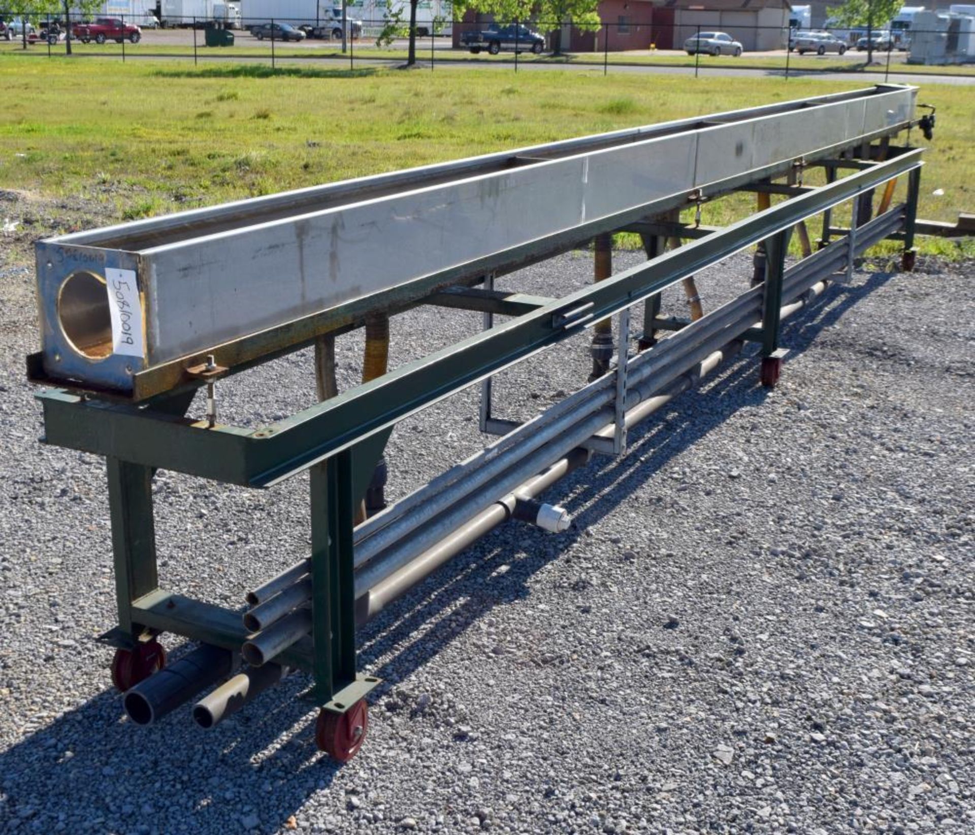 Used- Water Cooling Tank; 304 Stainless Steel. Tank approximate 10" wide x 10" deep x 300" long. Mou - Image 3 of 6