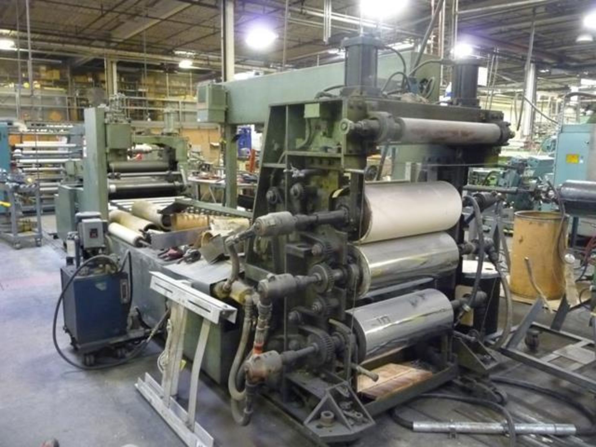 Used- Davis Standard 3- Roll Sheet Stack, 30" Wide, Model F8082, SO#98080. Includes 10' Long idler c