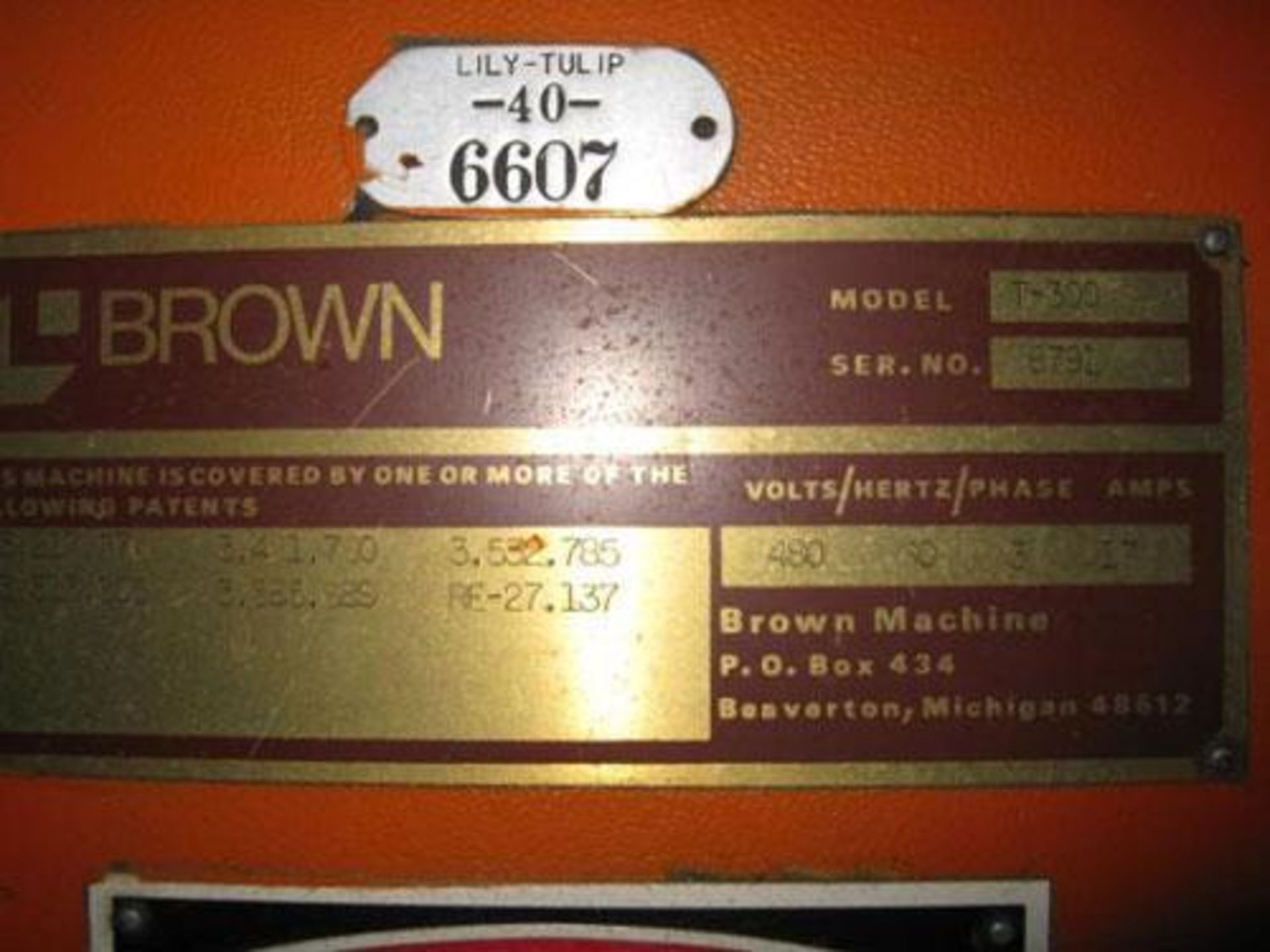 Used- Brown Trim Press, Model T-300. 11.75" x 37.5" Wide cutting window, driven by AC motor, with ca - Image 7 of 7