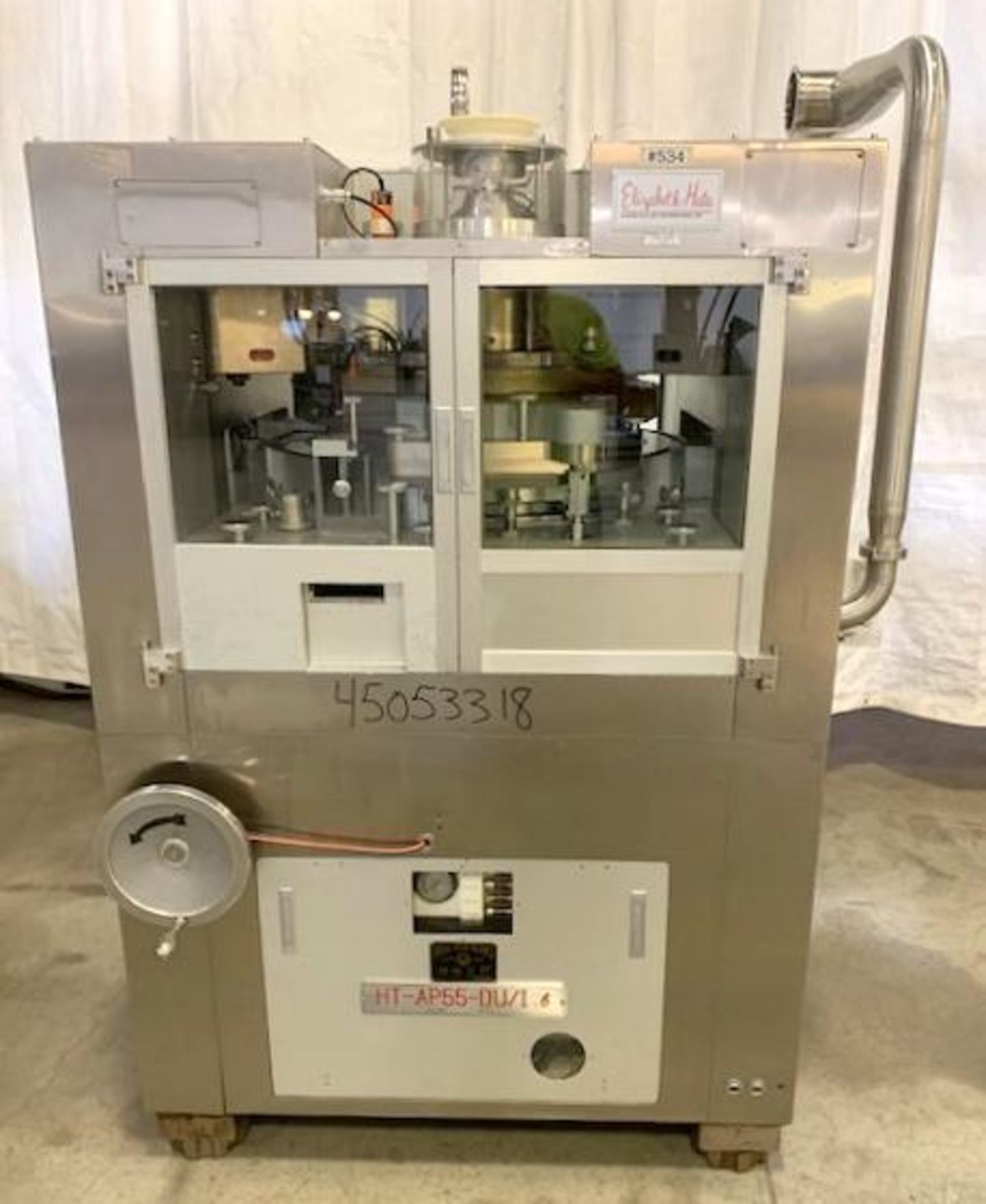 Used- Elizabeth Hata Tablet Rotary Press, Model HT-AP55-DU. (55) Filling Stations, approximate 1-1/4