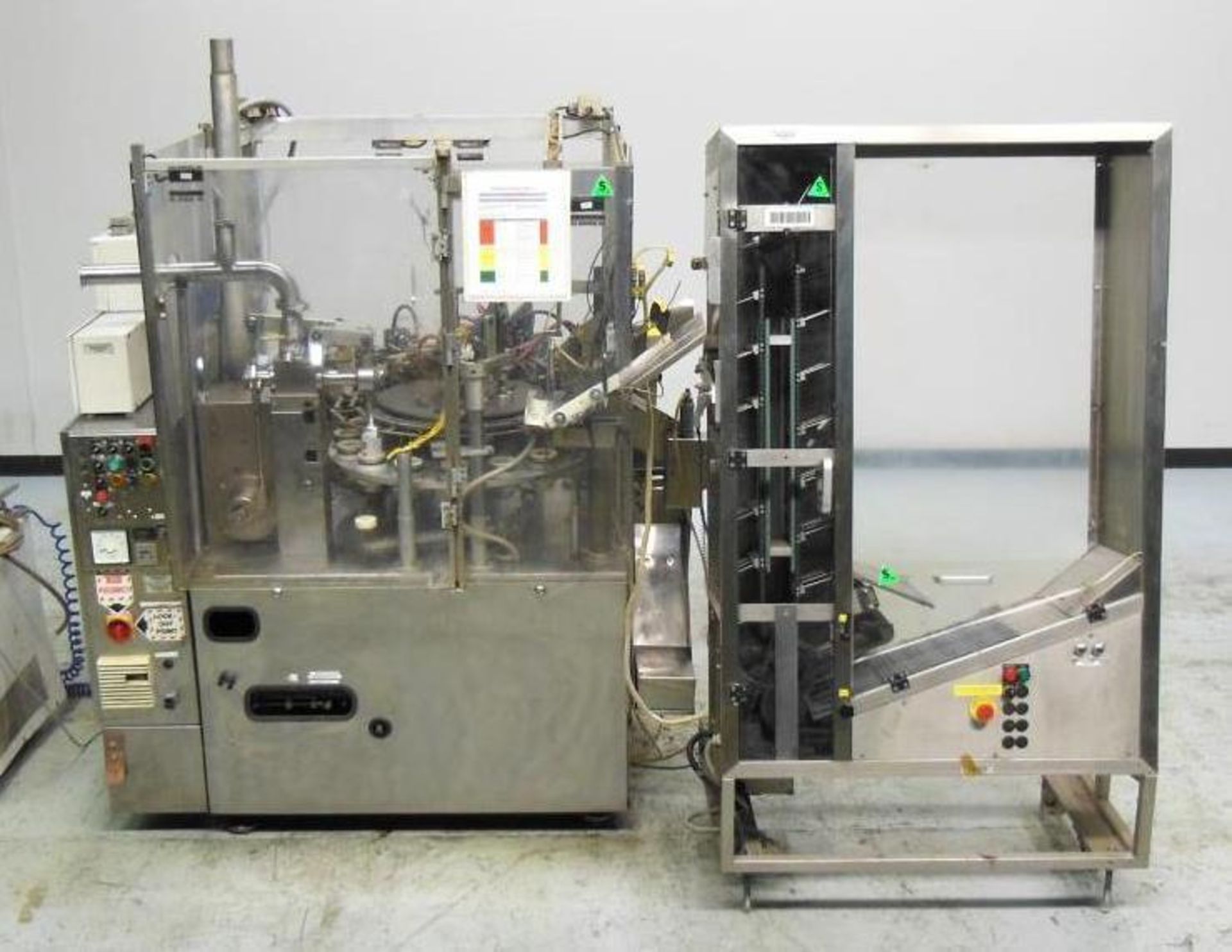 Used- Kalix Model KX100 Plastic Tube Filler. Capable of speeds up to 80-100 tubes per minute. Tube s