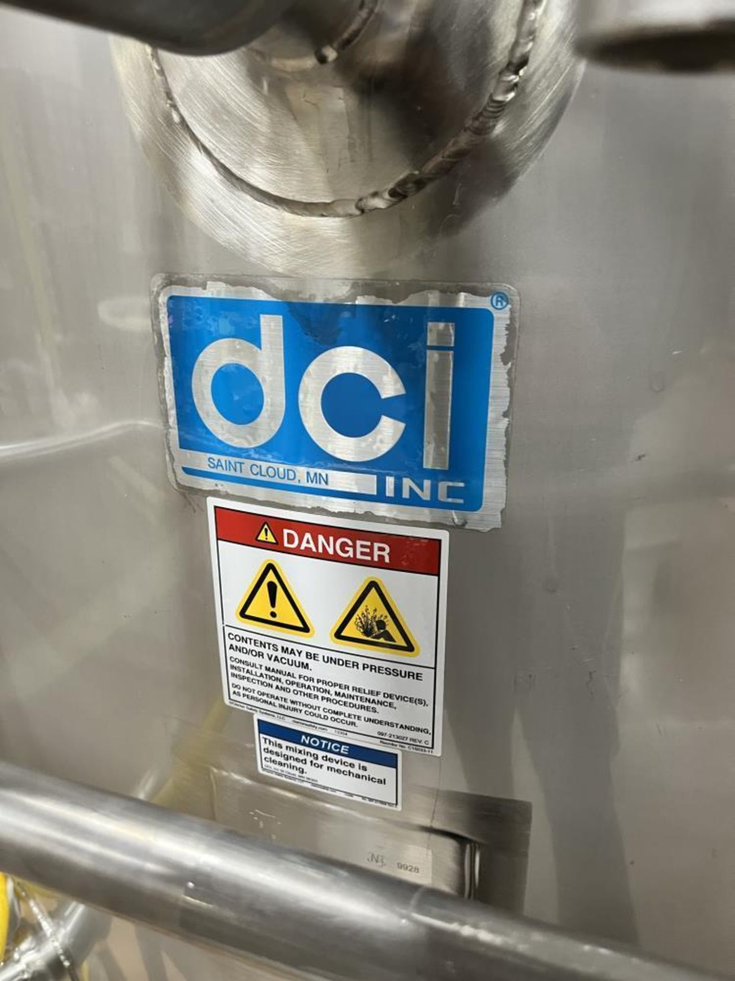 Used-DCI Stainless Steel Jacketed Reactor, 200 Gallon. Has top-entering Pharmix agitator, model 4000 - Image 3 of 7
