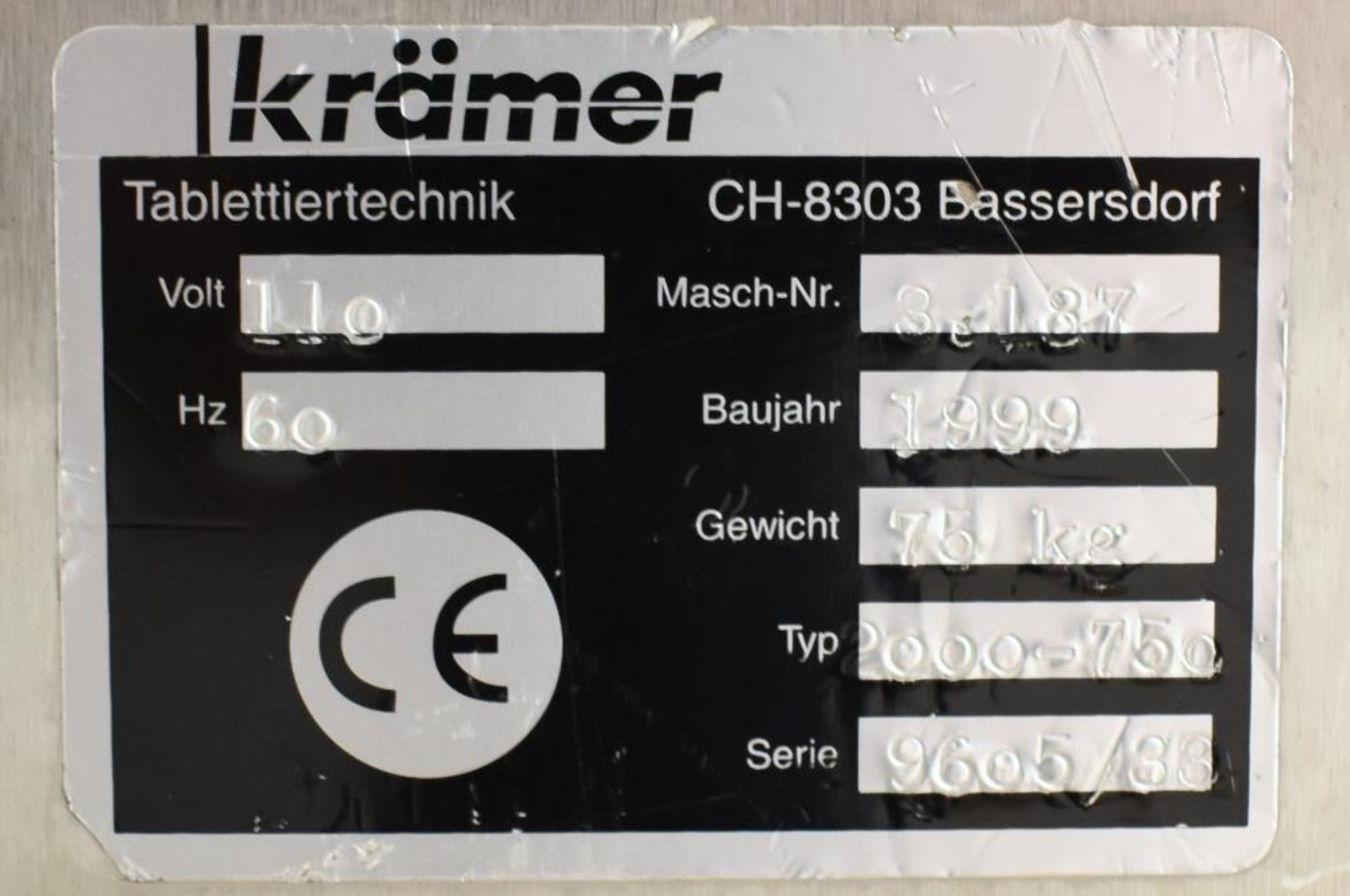 Used- Kramer Pharmaceutical Tablet De-Duster, Model 2000-750, S/N 3.187 - Image 8 of 8