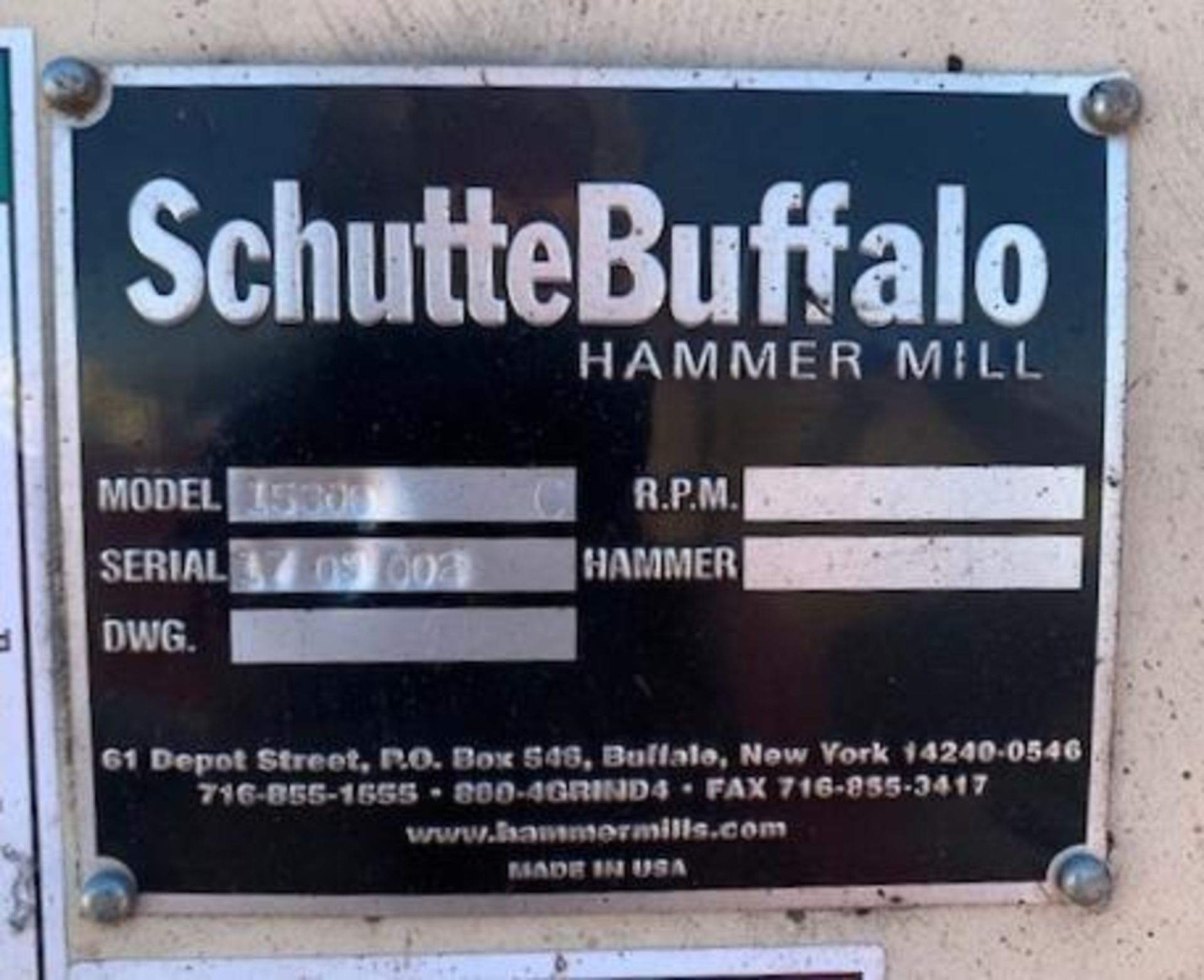 Used- Schutte-Buffalo 15 Series Wood Grinder, Model 15300, Carbon Steel. Rotor approximate 44" diame - Image 16 of 19