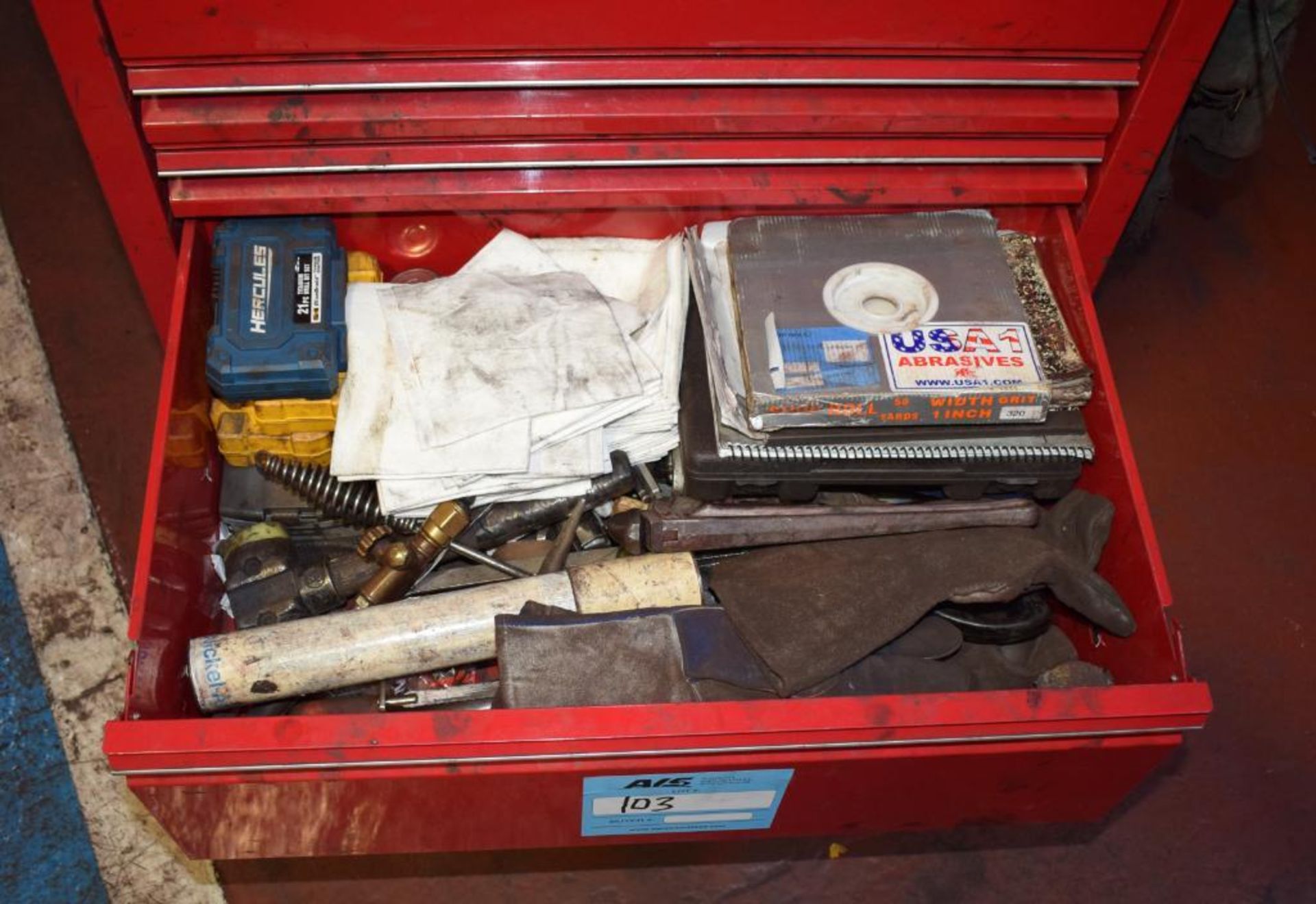 (1) Westward 5 Drawer Rolling Tool Box. With vise & miscellaneous tools. - Image 7 of 8