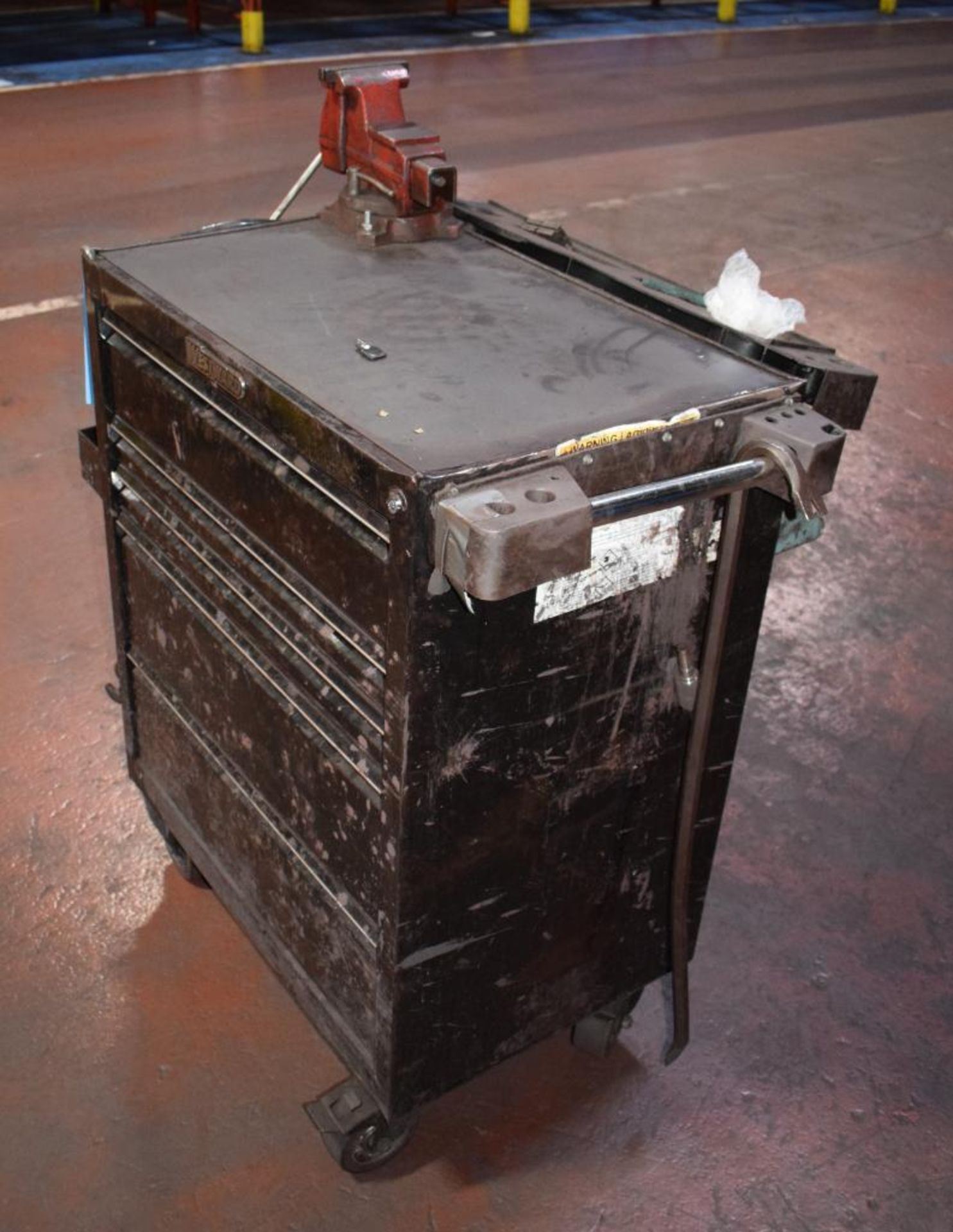 (1) Westward 5 Drawer Rolling Tool Box. With vise & miscellaneous tools.