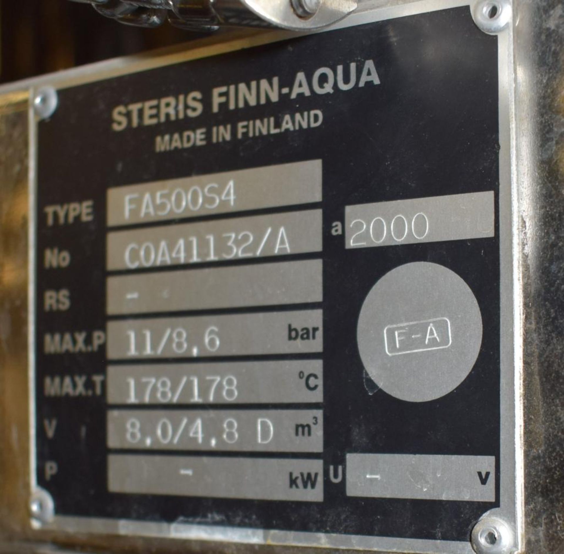 Steris Finn-Aqua Multiple-Effect Water Still, Model 500-S-4, Serial# COA41132, Built 2000. Designed - Image 12 of 33