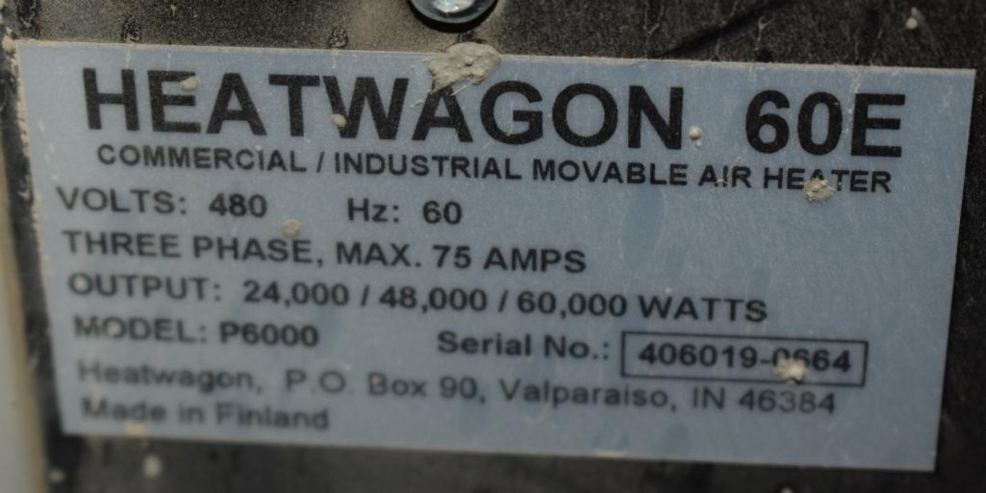 Heatwagon 60E Movable Air Heater, Model P6000, Serial# 406019-0664. - Image 4 of 4