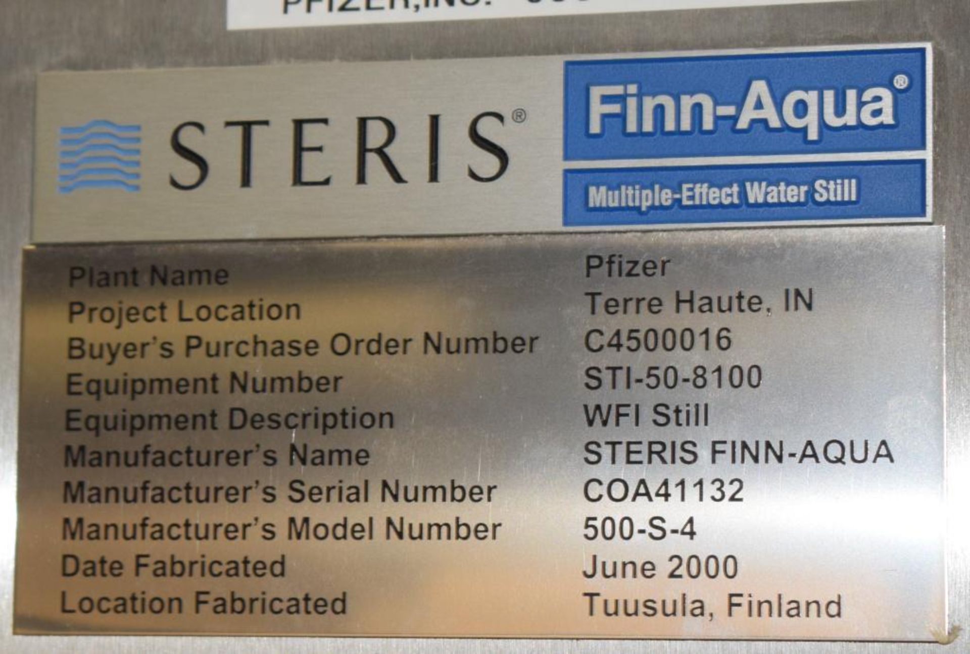 Steris Finn-Aqua Multiple-Effect Water Still, Model 500-S-4, Serial# COA41132, Built 2000. Designed - Image 17 of 33