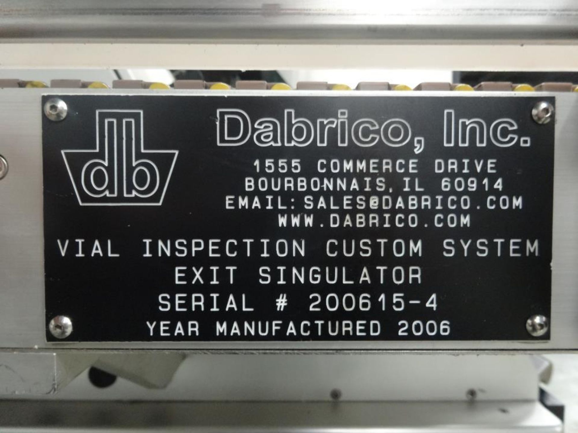 Used- Dabrico Inc. Model DI-100 Vial Inspection System. Capable of inspecting containers at maximums - Image 17 of 20