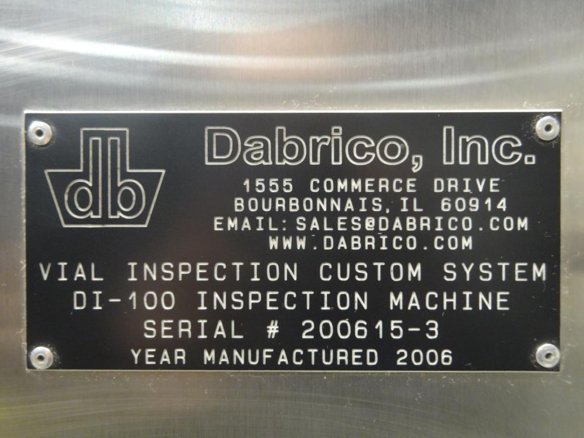 Used- Dabrico Inc. Model DI-100 Vial Inspection System. Capable of inspecting containers at maximums - Image 9 of 20